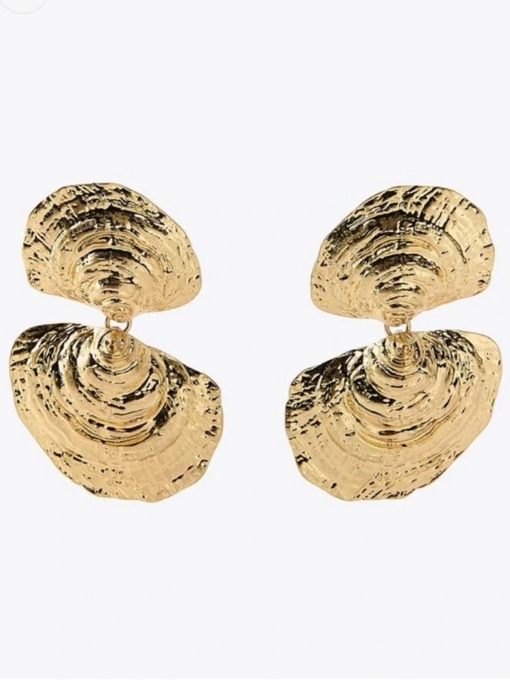 Gold Double Shell Earrings